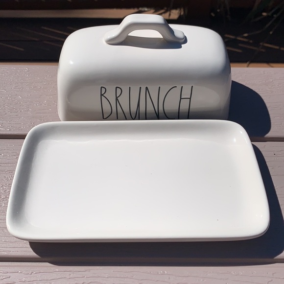New Rae Dunn BRUNCH Butter Dish with Lid and Tray - Picture 4 of 7